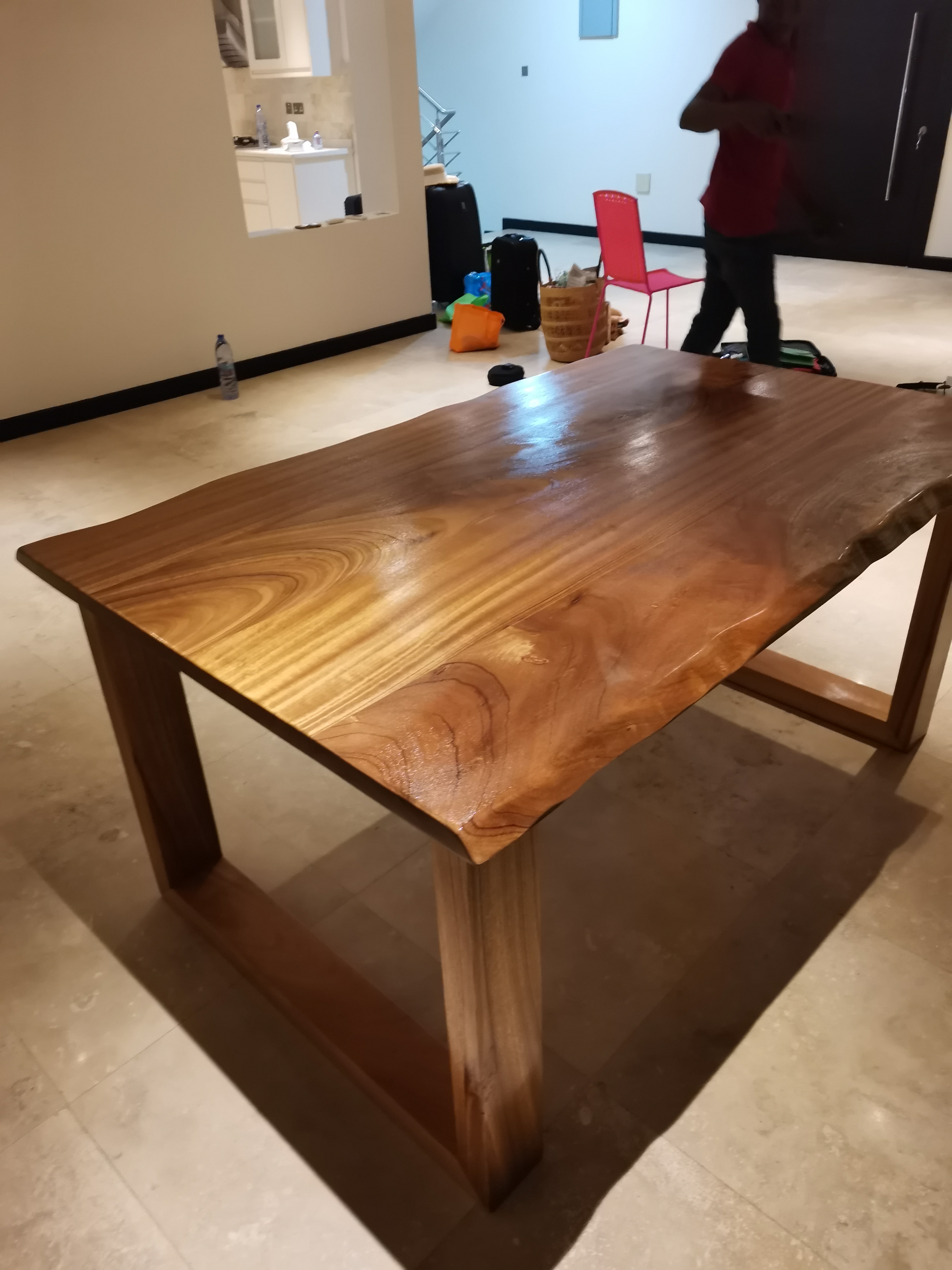 Custom Afromosia live-edge dining table, Ridge, Accra