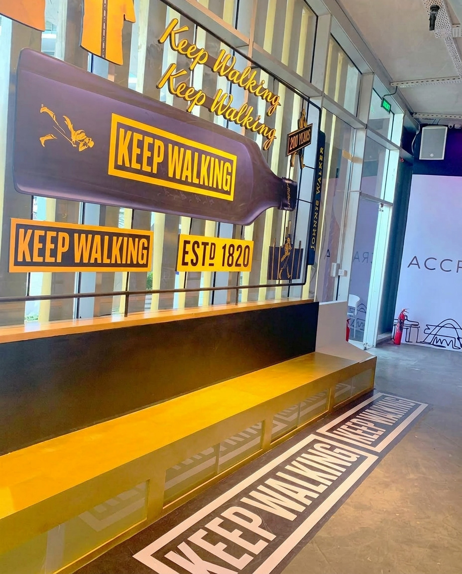 House of Walker branded seating installation, One Airport Square Accra